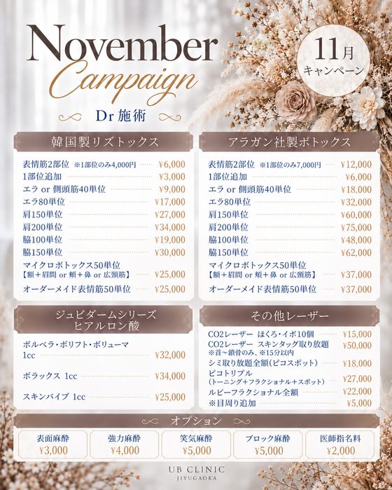 医師施術 Vol.1の料金表