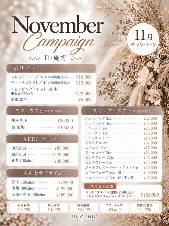 医師施術 Vol.2の料金表
